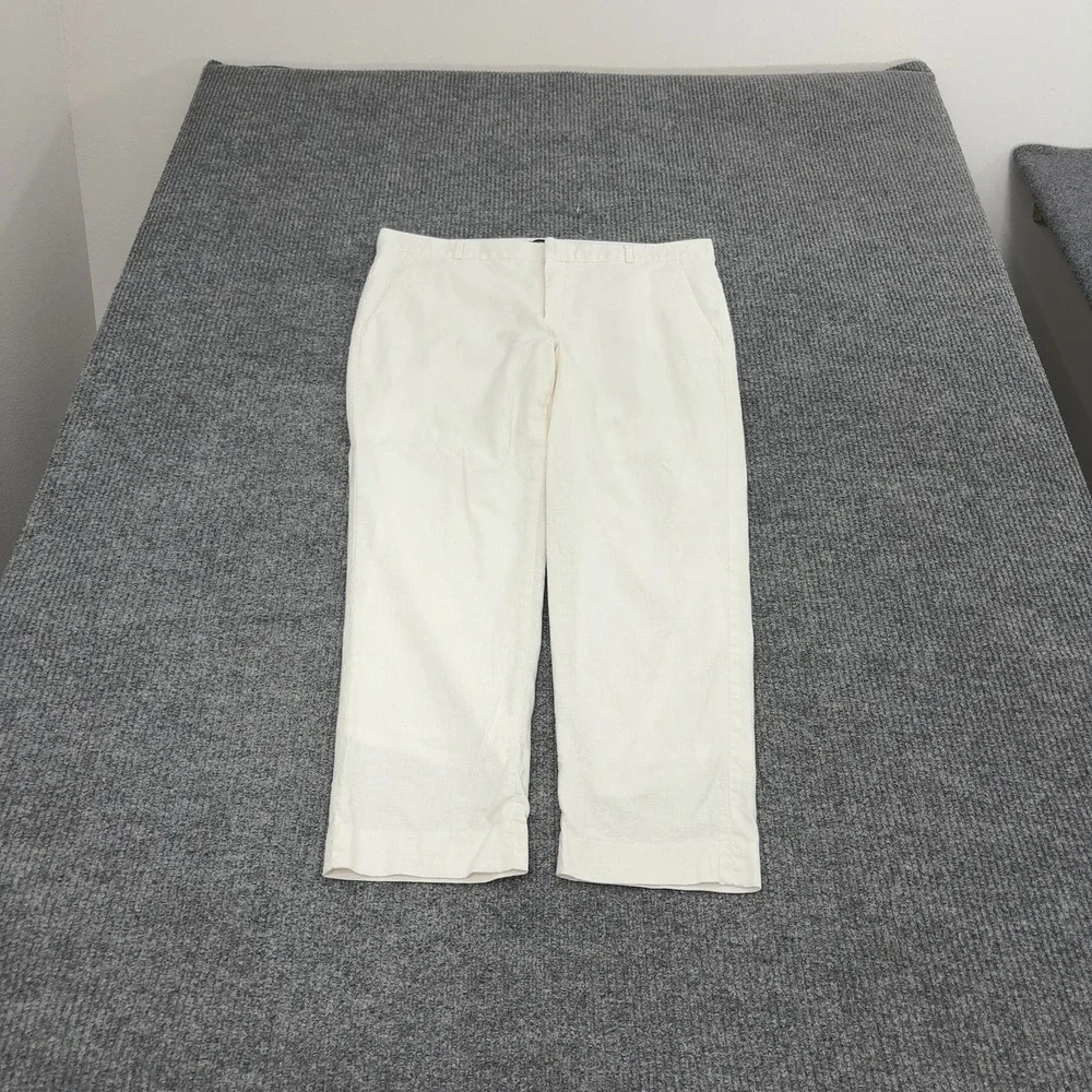 Banana Republic Avery Pants Women 14 White Linen Cotton Blend Trousers Casual
